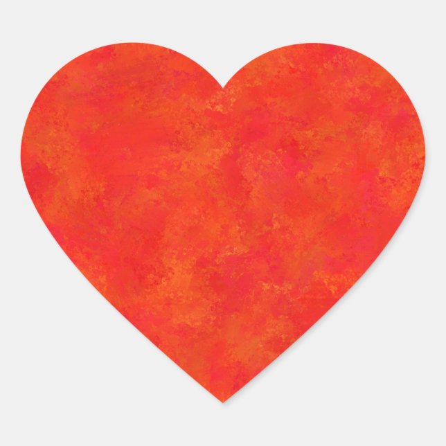 Pegatina En Forma De Corazón Patrón abstracto naranja rojo (Anverso)