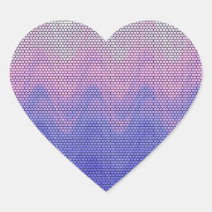 Pegatina En Forma De Corazón Patrón abstracto púrpura rosa hexágono