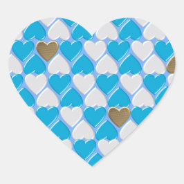 Pegatina En Forma De Corazón Patrón bávaro azul y blanco.