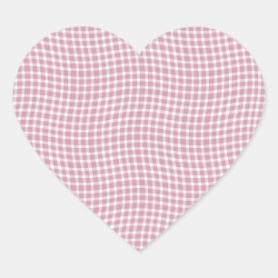 Pegatina En Forma De Corazón Patrón continuo de cuadros escoceses rosa y blanco