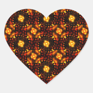 Pegatina En Forma De Corazón Patrón de arte abstracto boho moderno elegante dor