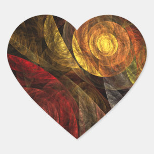 Pegatina En Forma De Corazón Patrón de Arte Abstracto Floral Moderno de Flor So