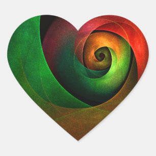 Pegatina En Forma De Corazón Patrón de arte abstracto moderno de floración verd
