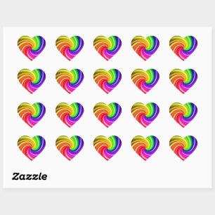 Pegatina En Forma De Corazón Patrón de arte de remolque de arcoiris en espiral 