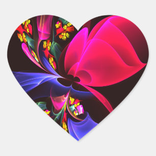 Pegatina En Forma De Corazón Patrón de arte de resumen floral colorido moderno