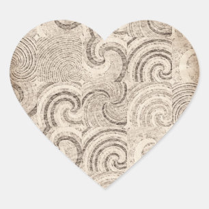 Pegatina En Forma De Corazón Patrón de baldosas vintage
