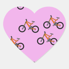 Pegatina En Forma De Corazón Patrón de bicicletas en rosa
