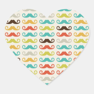 Pegatina En Forma De Corazón Patrón de bigote retro