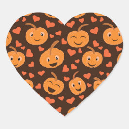 Pegatina En Forma De Corazón Patrón de calabazas graciosas y pequeñas con form