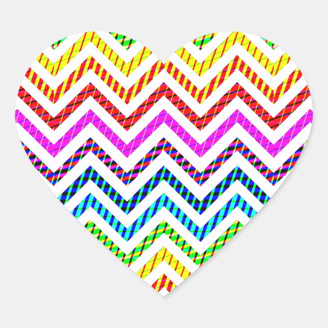 Pegatina En Forma De Corazón Patrón de Chevron arcoiris salvaje (Anverso)