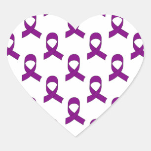 Pegatina En Forma De Corazón Patrón de cinta púrpura
