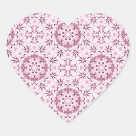 Pegatina En Forma De Corazón Patrón de Círculo Rosa Vintage Romántico