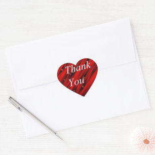 Pegatina En Forma De Corazón patrón de color rojo y texto de agradecimiento en