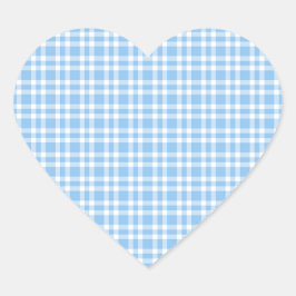 Pegatina En Forma De Corazón Patrón de Cuadros Azul Blanco