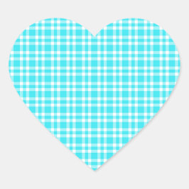 Pegatina En Forma De Corazón Patrón de cuadros azules y blancos