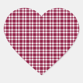 Pegatina En Forma De Corazón Patrón de Cuadros Burgundy Blanco
