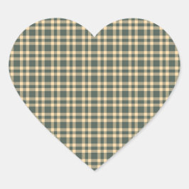 Pegatina En Forma De Corazón Patrón de Cuadros Verde Amarillo