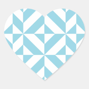 Pegatina En Forma De Corazón Patrón de cubo de deco geométrico azul cielo