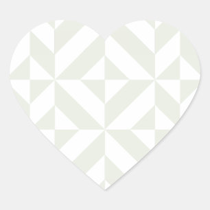 Pegatina En Forma De Corazón Patrón de cubo de deco geométrico pálido gris