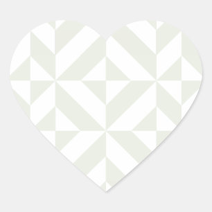 Pegatina En Forma De Corazón Patrón de cubo de deco geométrico pálido gris