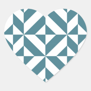 Pegatina En Forma De Corazón Patrón de cubo geométrico geométrico verde profund