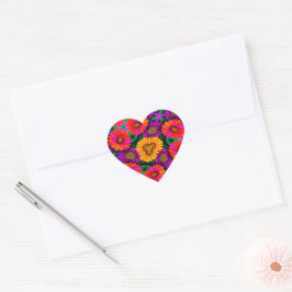 Pegatina En Forma De Corazón Patrón de Daisy Bouquet colorido