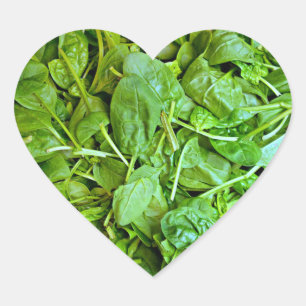 Pegatina En Forma De Corazón Patrón de ensalada de espinacas verde fresco