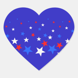 Pegatina En Forma De Corazón Patrón de estrellas azul, rojo y blanco