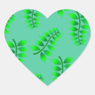 Pegatina En Forma De Corazón Patrón de follaje esponjoso