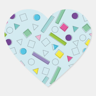 Pegatina En Forma De Corazón patrón de formas geométricas retro coloridas T-Shi