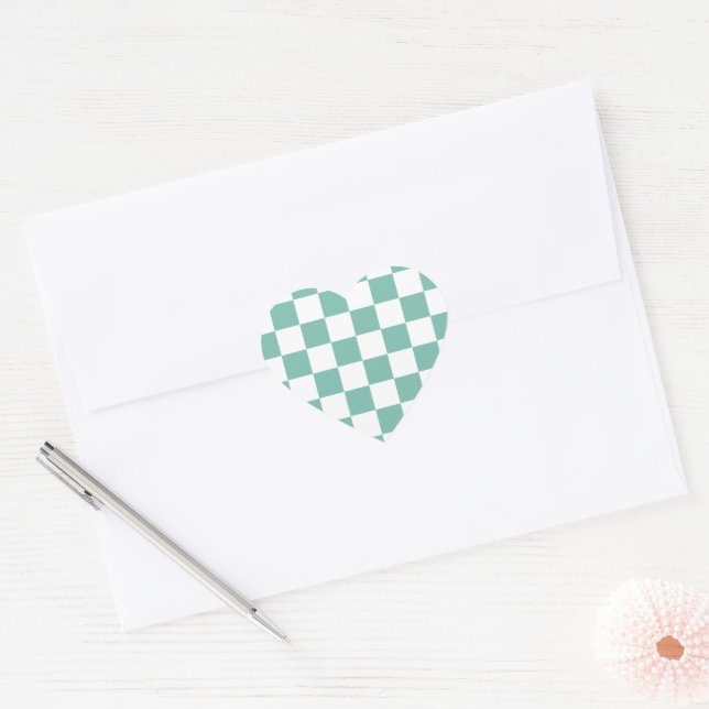 Pegatina En Forma De Corazón Patrón de Gingham (Sobre)
