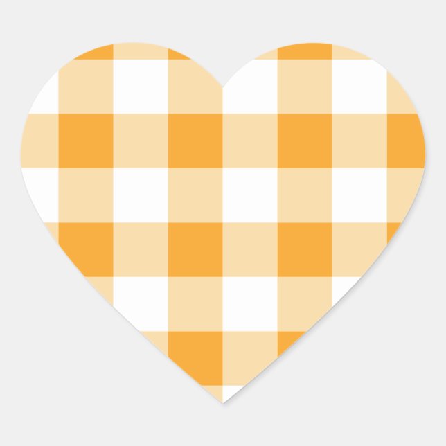 Pegatina En Forma De Corazón Patrón de Gingham (Anverso)