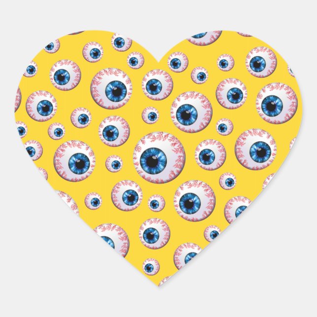 Pegatina En Forma De Corazón Patrón de globo ocular amarillo (Anverso)