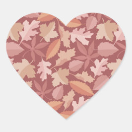 Pegatina En Forma De Corazón Patrón de hojas de Marsala
