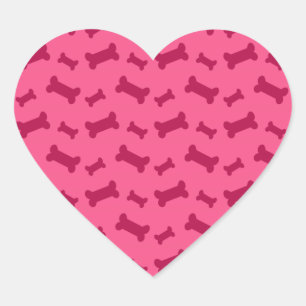 Pegatina En Forma De Corazón Patrón de huesos de perro rosado