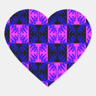 Pegatina En Forma De Corazón Patrón de ilusión de diseño de neón óptico rosa az