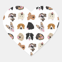 Pegatina En Forma De Corazón Patrón de Ilustracion de cara de perro