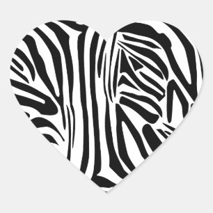Pegatina En Forma De Corazón Patrón de impresión de cebra en blanco y negro atr