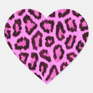 Pegatina En Forma De Corazón Patrón de impresión de leopardo rosa