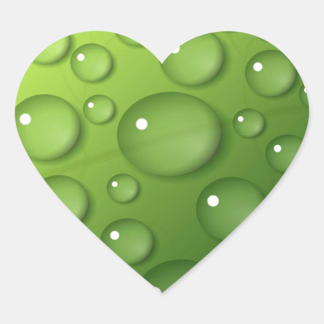 Pegatina En Forma De Corazón Patrón de lluvia verde (Anverso)