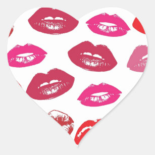 Pegatina En Forma De Corazón Patrón de los labios rojos y rosados