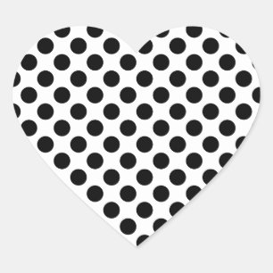 Pegatina En Forma De Corazón Patrón de lunares blancos y negros