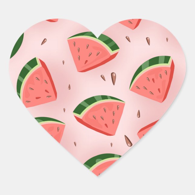 Pegatina En Forma De Corazón Patrón de Melón de Agua (Anverso)