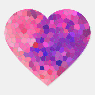Pegatina En Forma De Corazón Patrón de mosaico rosa y púrpura