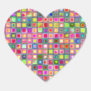 Pegatina En Forma De Corazón Patrón de mosaicos textualmente rosados de 'clave