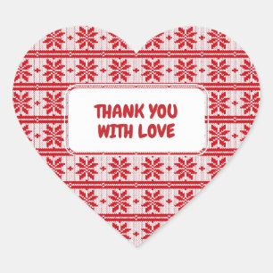 Pegatina En Forma De Corazón patrón de punto navideño sin costuras 1 + tus idea