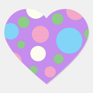 Pegatina En Forma De Corazón Patrón de puntos de polka coloridos