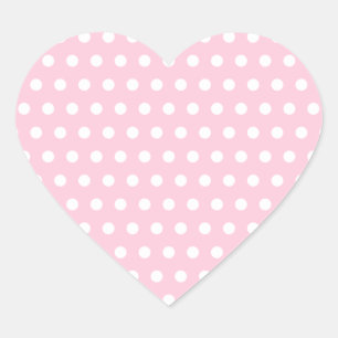 Pegatina En Forma De Corazón Patrón de puntos de polka rosa y blanco.