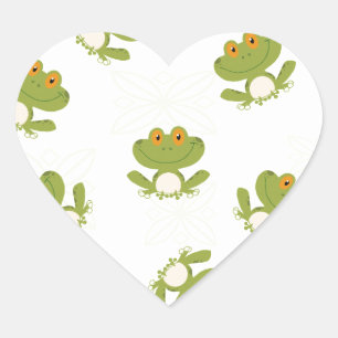 Pegatina En Forma De Corazón Patrón de rana verde suave