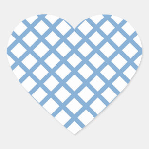 Pegatina En Forma De Corazón Patrón de raya de diamante arlequín blanco azul